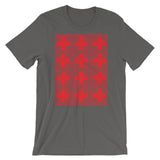 Criss Cross Red Unisex T-Shirt Abyssinian Kiosk 12 Small Equal Arm Crosses Christian Bella Canvas Original Art Fashion Cotton Apparel Clothing