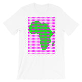 Magenta Squares Green Africa Unisex T-Shirt Map African Abyssinian Kiosk Fashion Cotton Apparel Clothing Bella Canvas Original Art