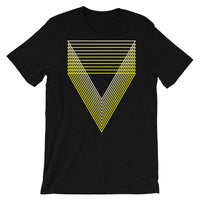 Yellow Chiaroscuro Triangles Unisex T-Shirt From Light to Bold Color Abyssinian Kiosk Fashion Cotton Apparel Clothing Bella Canvas Original Art