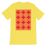 Criss Cross Red Unisex T-Shirt Abyssinian Kiosk 12 Small Equal Arm Crosses Christian Bella Canvas Original Art Fashion Cotton Apparel Clothing