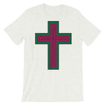 Black Pink Green Maze Cross Unisex T-Shirt Abyssinian Kiosk Christian Jesus Religion Lined Latin Cross Bella Canvas Original Art Fashion Cotton Apparel Clothing