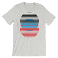 Black Blue Red Lined Circles Unisex T-Shirt Abyssinian Kiosk Joining Circles Fashion Cotton Apparel Clothing Bella Canvas Original Art