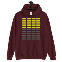 Dark Yellow & Grey Grid Bars Unisex Hoodie Abyssinian Kiosk Rectangle Bars Spaced Evenly Grid Pattern Fashion Cotton Apparel Clothing Gildan Original Art