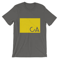 CA Cut Out Yellow Unisex T-Shirt Bella Canvas Original Art Abyssinian Kiosk Fashion Cotton Apparel Clothing California State America US