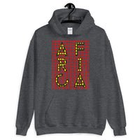 Africa Yellow Letters Red Grid Unisex Hoodie Abyssinian Kiosk Fashion Cotton Apparel Clothing Gildan Original Art