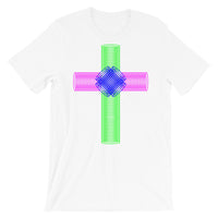 Green Magenta Blue Ellipse Cross Unisex T-Shirt Abyssinian Kiosk Christian Jesus Religion Cross Bella Canvas Original Art Fashion Cotton Apparel Clothing