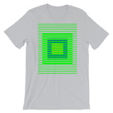 Green Stripes Blue Orange Squares Unisex T-Shirt Squares Within Lines Abyssinian Kiosk Fashion Cotton Apparel Clothing Bella Canvas Original Art