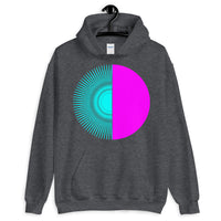 Cyan Half Star Magenta Half Circle Unisex Hoodie Abyssinian Kiosk Fashion Cotton Apparel Clothing Gildan Original Art