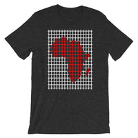 Red Africa White Grid Unisex T-Shirt Abyssinian Kiosk Fashion Cotton Apparel Clothing Bella Canvas Original Art 