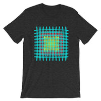 Cyan Red Yellow Ellipses Unisex T-Shirt Abyssinian Kiosk Fashion Ellipses Inside Ellipses Cotton Apparel Clothing Bella Canvas Original Art