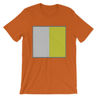 Grey Back White Yellow Lines Unisex T-Shirt Square Abyssinian Kiosk Fashion Cotton Apparel Clothing Bella Canvas Original Art