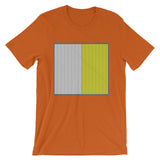Grey Back White Yellow Lines Unisex T-Shirt Square Abyssinian Kiosk Fashion Cotton Apparel Clothing Bella Canvas Original Art