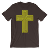 Yellow & Empty Maze Cross Unisex T-Shirt Abyssinian Kiosk Christian Jesus Religion Lined Latin Cross Bella Canvas Original Art Fashion Cotton Apparel Clothing