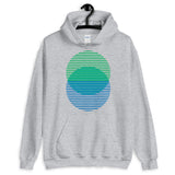 Green to Blue Lined Circles Unisex Hoodie Abyssinian Kiosk Joining Circles Fashion Cotton Apparel Clothing Gildan Original Art