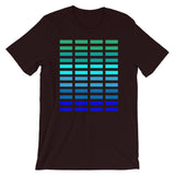 Green to Blue Grid Bars Unisex T-Shirt Abyssinian Kiosk Rectangle Bars Spaced Evenly Grid Pattern Fashion Cotton Apparel Clothing Bella Canvas Original Art