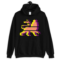 Yellow Magenta Diagonal Lines Unisex Hoodie Abyssinian Kiosk Ethiopian Lion of Judah Gildan Original Art Abyssinian Kiosk Fashion Cotton Apparel Clothing