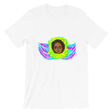 Cyan & Magenta Angel  Unisex T-Shirt Traditional Ethiopian with Feathers and Wings Abyssinian Kiosk Ethiopian Bella Canvas Original Art Fashion Cotton Apparel Clothing