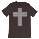 White & Empty Maze Cross Unisex T-Shirt Abyssinian Kiosk Christian Jesus Religion Lined Latin Cross Bella Canvas Original Art Fashion Cotton Apparel Clothing