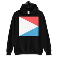 Red White Blue Triangle Square Unisex Hoodie Abyssinian Kiosk America USA Fashion Cotton Apparel Clothing Gildan Original Art