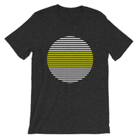 White Yellow Lined Circle Unisex T-Shirt Abyssinian Kiosk Fashion Cotton Apparel Clothing Bella Canvas Original Art