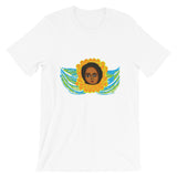 Green Blue Angel Unisex T-Shirt Traditional Ethiopian with Feathers and Wings Abyssinian Kiosk Ethiopian Bella Canvas Original Art Fashion Cotton Apparel Clothing