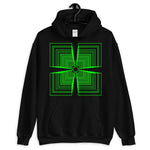 Green Mirrored Corners Unisex Hoodie Abyssinian Kiosk Fashion Cotton Apparel Clothing Gildan Original Art