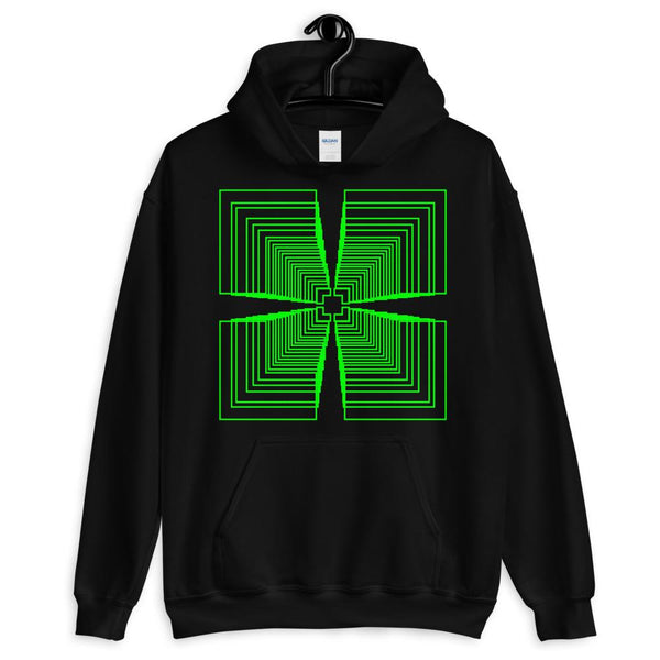 Green Mirrored Corners Unisex Hoodie Abyssinian Kiosk Fashion Cotton Apparel Clothing Gildan Original Art