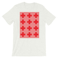 Criss Cross Red Unisex T-Shirt Abyssinian Kiosk 12 Small Equal Arm Crosses Christian Bella Canvas Original Art Fashion Cotton Apparel Clothing