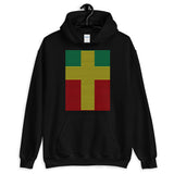Yellow Cross Green Red Lines Unisex Hoodie Abyssinian Kiosk Christian Jesus Religion Lined Latin Cross Gildan Original Art Fashion Cotton Apparel Clothing