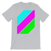 Cyan Magenta Green Stripes Unisex T-Shirt Abyssinian Kiosk Diagonal Stripes Fashion Cotton Apparel Clothing Bella Canvas Original Art