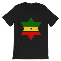 Green, Yellow, Red Star of David Unisex T-Shirt Abyssinian Kiosk Solid Star Separated Into 3 Parts Lion of Judah Jewish Falasha Ethiopia Bella Canvas Original Art Fashion Cotton Apparel Clothing