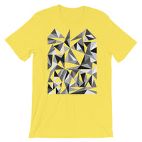 Grey Triangles Unisex T-Shirt Abyssinian Kiosk Falling Triangles Fashion Cotton Apparel Clothing Bella Canvas Original Art