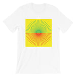 Green & Red Cube Spokes Yellow BG Unisex T-Shirt Abyssinian Kiosk Fashion Cotton Apparel Clothing Bella Canvas Original Art