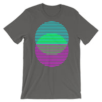 Cyan Green Magenta Lined Circles Unisex T-Shirt Abyssinian Kiosk Joining Circles Fashion Cotton Apparel Clothing Bella Canvas Original Art