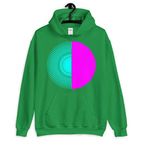 Cyan Half Star Magenta Half Circle Unisex Hoodie Abyssinian Kiosk Fashion Cotton Apparel Clothing Gildan Original Art