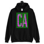 Magenta Green Grid CA Unisex Hoodie Gildan Original Art Abyssinian Kiosk Fashion Cotton Apparel Clothing California State America US