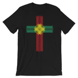 Green Yellow Red Ellipse Cross Unisex T-Shirt Abyssinian Kiosk Christian Jesus Religion Cross Bella Canvas Original Art Fashion Cotton Apparel Clothing