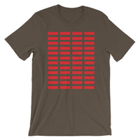 Red Grid Bars Unisex T-Shirt Abyssinian Kiosk Rectangle Bars Spaced Evenly Grid Pattern Fashion Cotton Apparel Clothing Bella Canvas Original Art