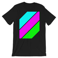 Cyan Magenta Green Stripes Unisex T-Shirt Abyssinian Kiosk Diagonal Stripes Fashion Cotton Apparel Clothing Bella Canvas Original Art