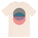 Black Blue Red Lined Circles Unisex T-Shirt Abyssinian Kiosk Joining Circles Fashion Cotton Apparel Clothing Bella Canvas Original Art