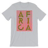 Africa Yellow Letters Red Grid Unisex T-Shirt Abyssinian Kiosk Fashion Cotton Apparel Clothing Bella Canvas Original Art 