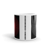 Half Blank Cube Spokes Half Red Black BG Kaffa Mug