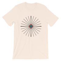 Black Cross Red Cyan Diamond Center Unisex T-Shirt Abyssinian Kiosk Fine Cross Radial Pattern Fashion Cotton Apparel Clothing Bella Canvas Original Art