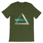 White Triangles & Cyan Strikes Unisex T-Shirt Abyssinian Kiosk Fashion Cotton Apparel Clothing Bella Canvas Original Art