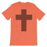 Black Empty Maze Cross Unisex T-Shirt Abyssinian Kiosk Christian Jesus Religion Lined Latin Cross Bella Canvas Original Art Fashion Cotton Apparel Clothing