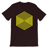 Yellow Cube Illusion Unisex T-Shirt Abyssinian Kiosk 3D Bars Polygon Fashion Cotton Apparel Clothing Bella Canvas Original Art