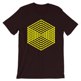 Yellow Cube Illusion Unisex T-Shirt Abyssinian Kiosk 3D Bars Polygon Fashion Cotton Apparel Clothing Bella Canvas Original Art