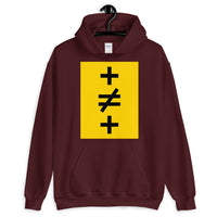 Crosses Not Made Equal Unisex Hoodie Abyssinian Kiosk Plus Sign Not Equal to Mathematics Yellow Black Gildan Original Art Fashion Cotton Apparel Clothing