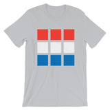 RWB Blocks Unisex T-Shirt Bella Canvas Original Art Abyssinian Kiosk Fashion Cotton Apparel Clothing Red White Blue America American Flag