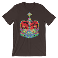 Funky Crown Red Unisex T-Shirt Abyssinian Kiosk Empress Menen Crown Haile Selassie Colors African Royal Royalty Fashion Cotton Apparel Clothing Bella Canvas Original Art